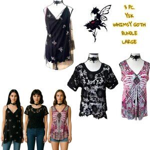 3 FOR 1! 3 PC. Y2K VTG. WHIMSY GOTH DARK FAIRY‎ BUNDLE LARGE EUC